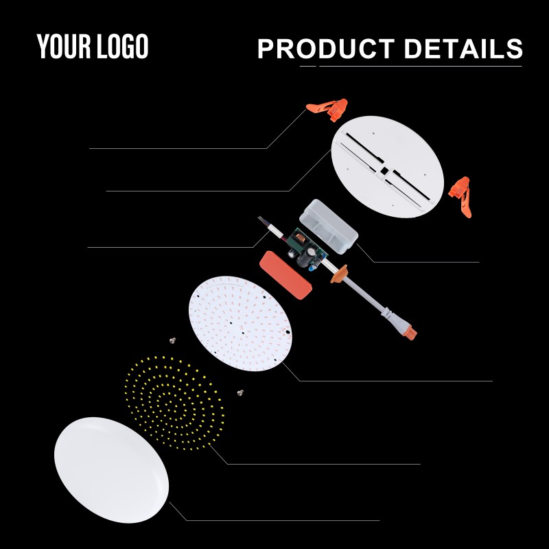 Встраиваемый светодиодный безрамный панельный светильник мощностью 36 Вт, алюминий + ПК, железо + полипропилен